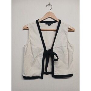 Linen blend minimalist coquette chic tie front vest tullea medium staple